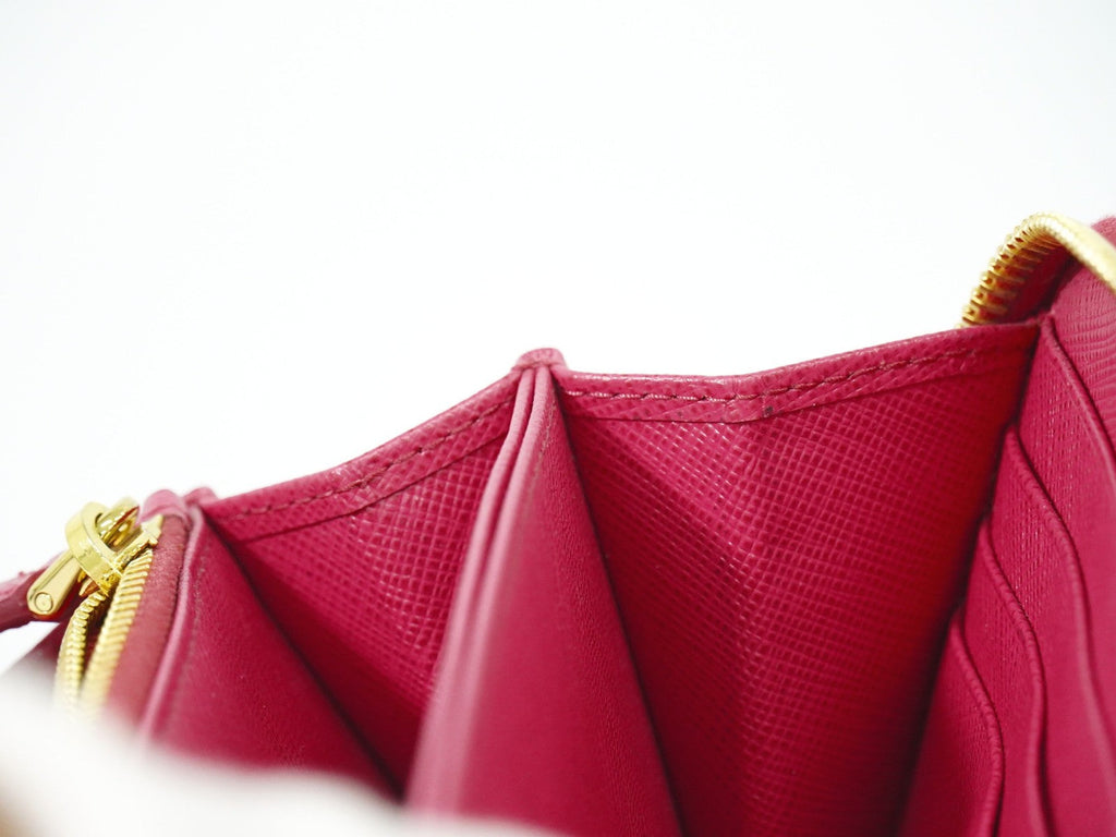 Prada Zip Around Tab Wallet Saffiano Leather Pink Leather Wallets Accessory