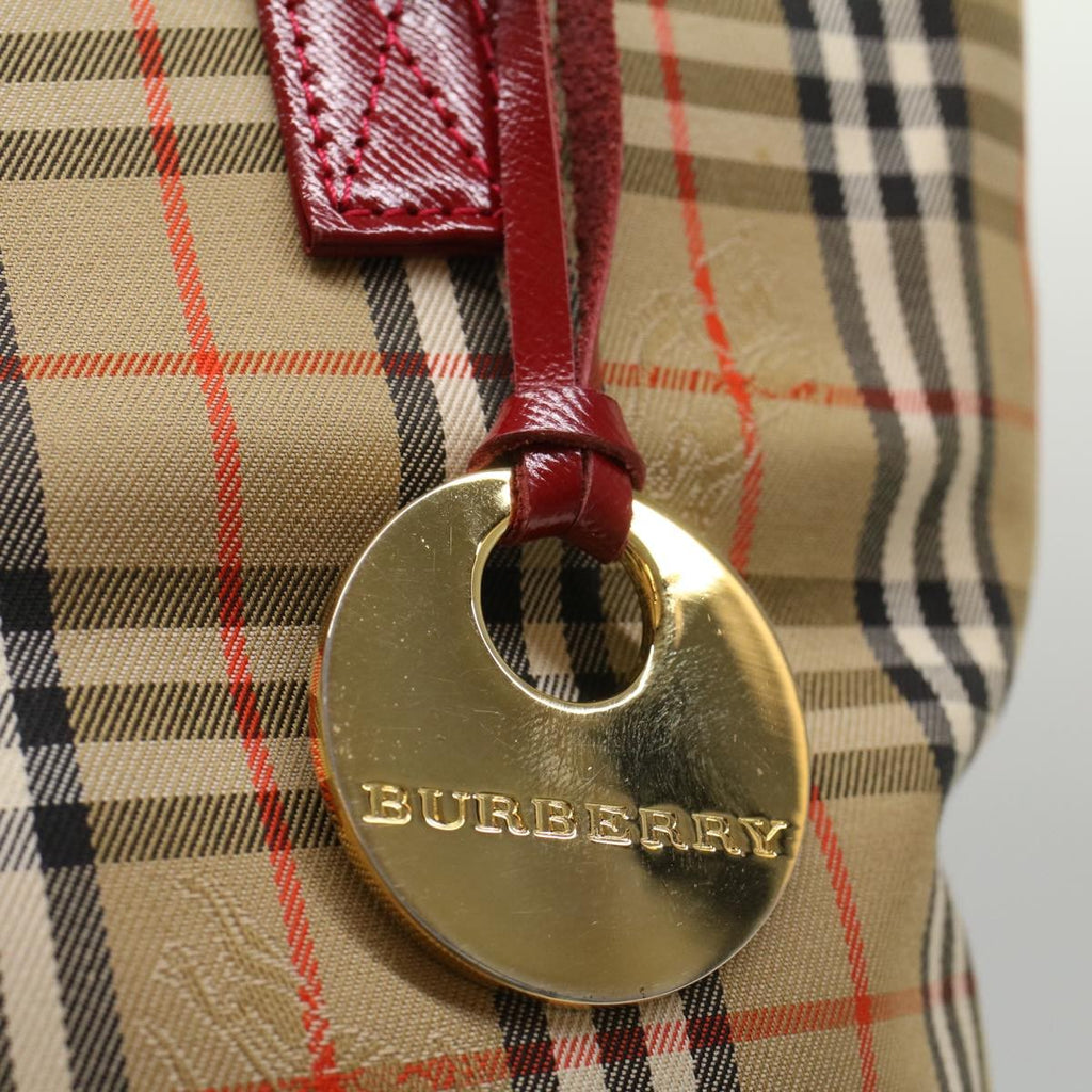 Burberry Nova Check Tote Nylon And Leather Beige Nylon Tote Bag
