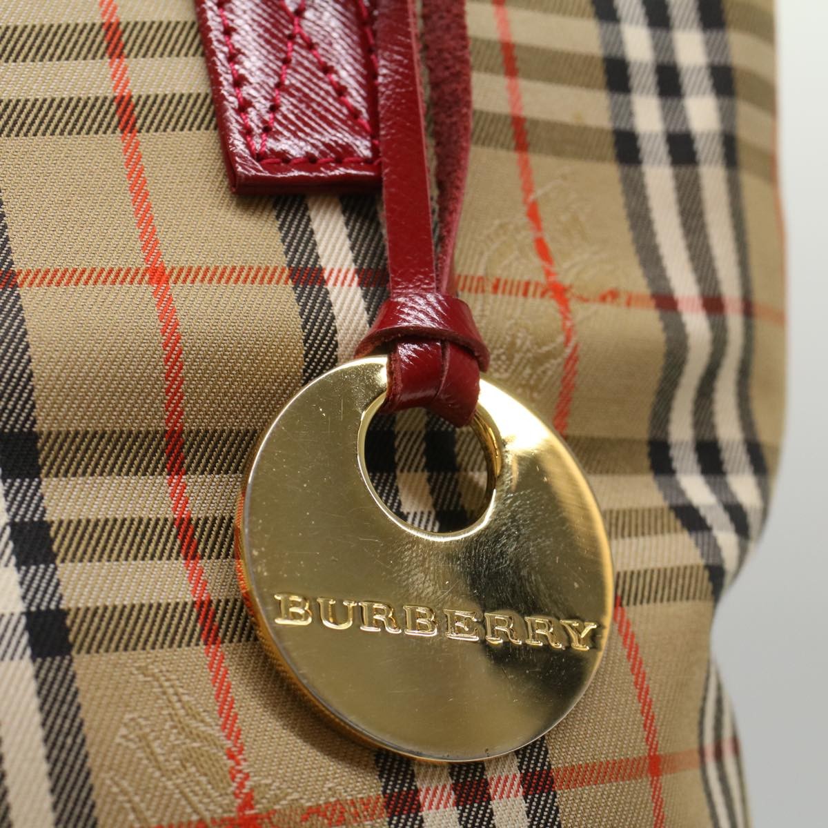 Burberry Nova Check Tote Nylon And Leather Beige Nylon Tote Bag