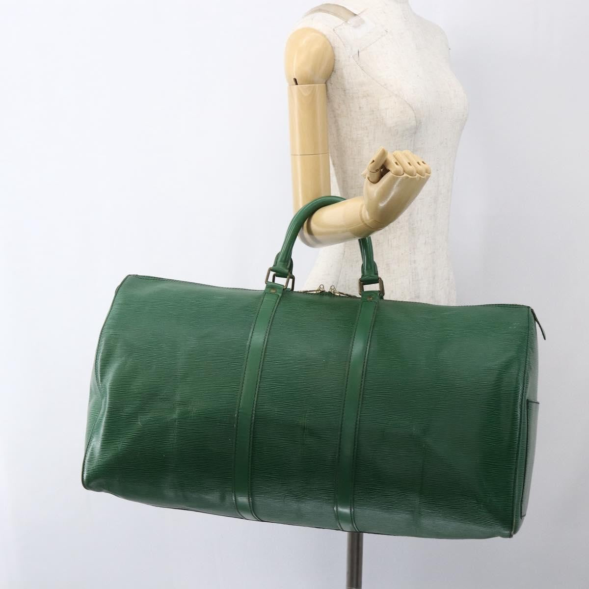 Louis Vuitton Keepall Bag Epi Leather Green Epi Leather Travel Bag