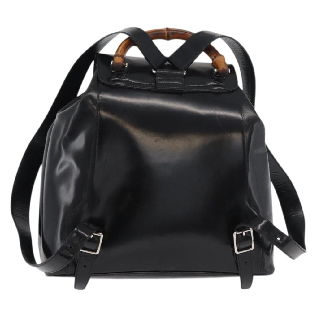 Gucci Vintage Bamboo Backpack Patent Leather Black Patent_Leather Backpack Bag (Pre-Owned)