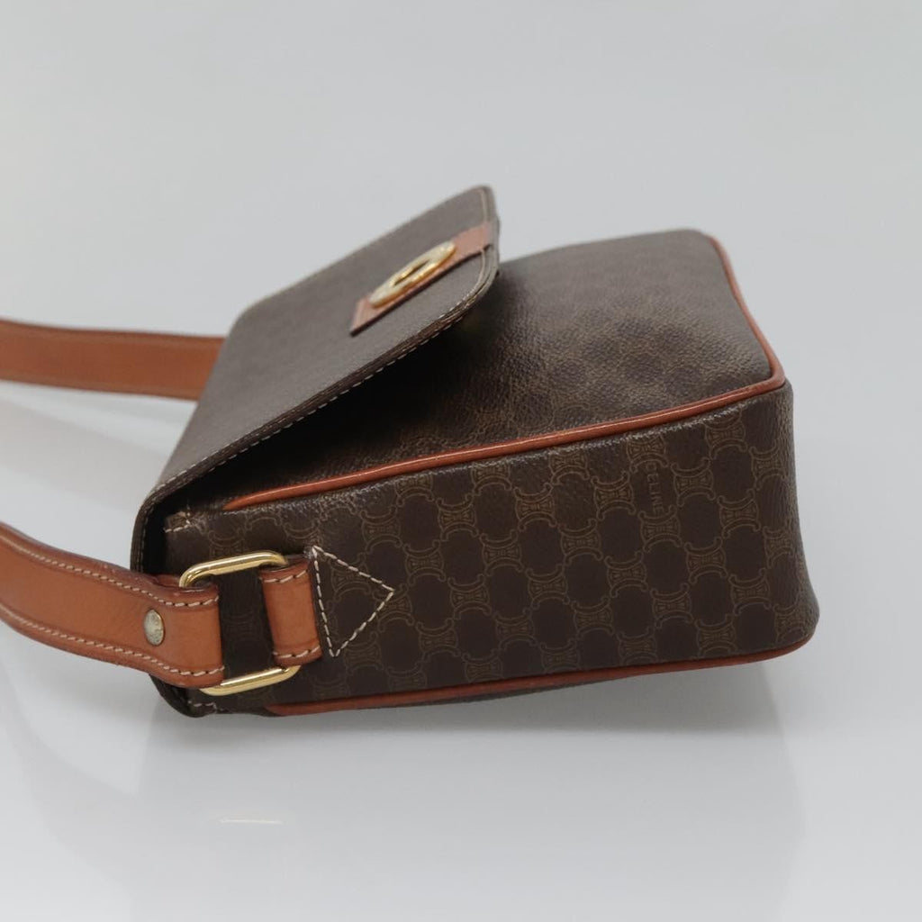 Celine Vintage Macadam Shoulder Bag Canvas And Leather Brown Canvas Shoulder Bag Bag