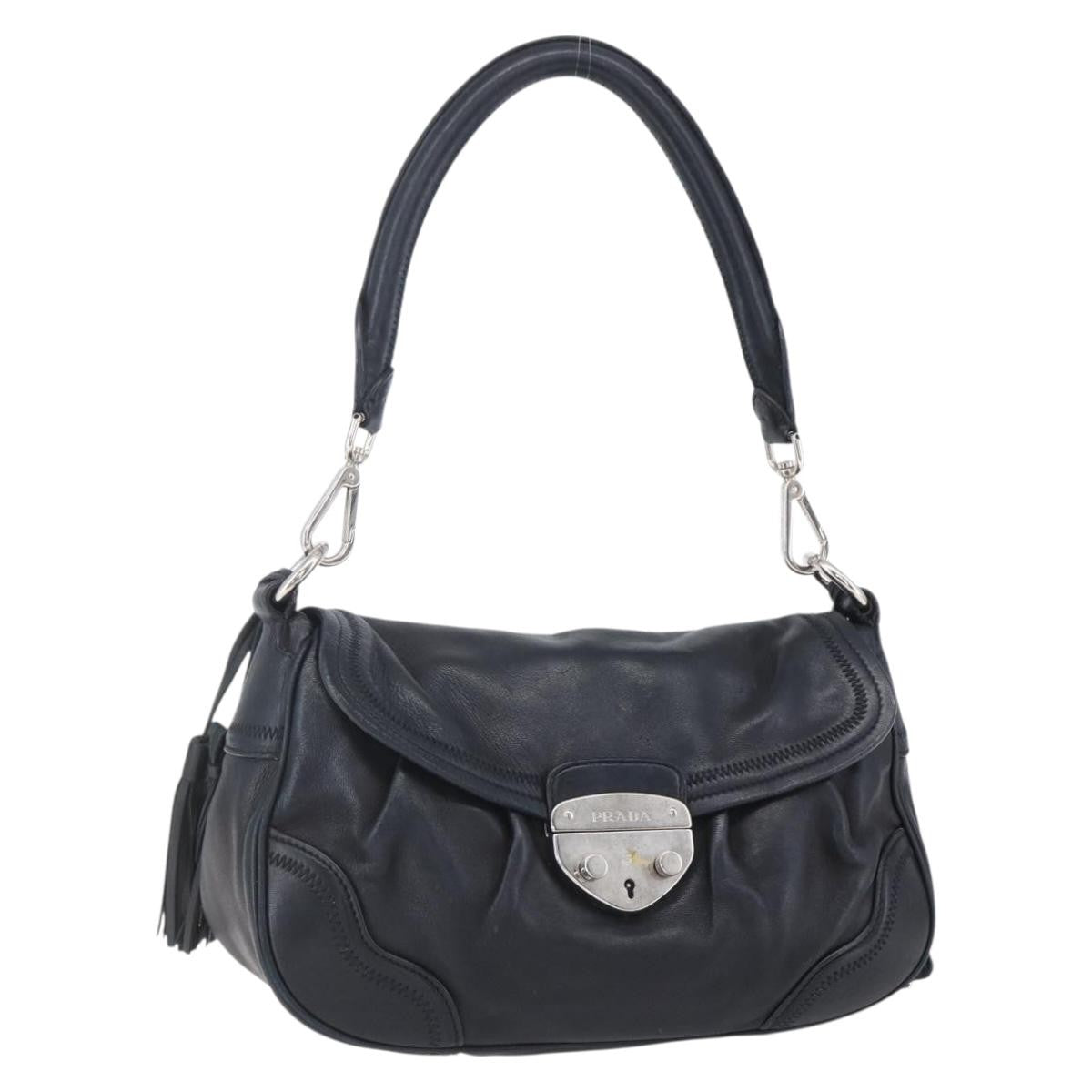 Prada Pushlock Shoulder Bag Leather Black Leather Shoulder Bag Bag