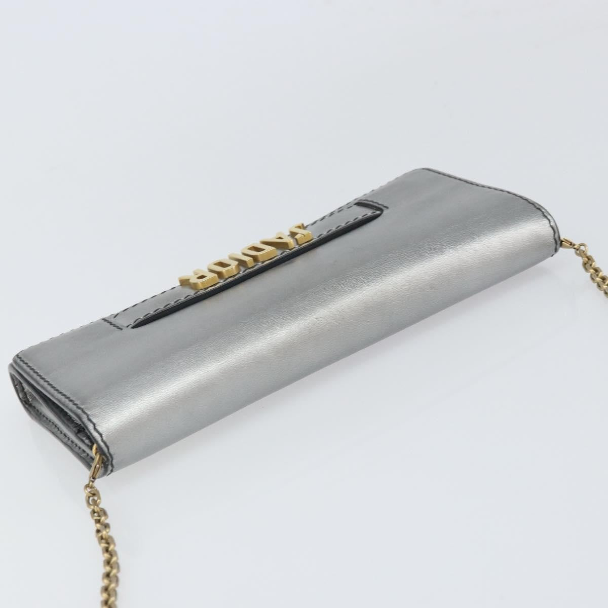 Christian Dior J'adior Croisiere Chain Wallet Leather Silver Leather Clutche & Pouche Bag (Pre-Owned)