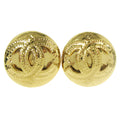 Chanel Vintage Cc Round Clip-On Earrings Metal Gold Gold_Plated Earrings Jewelry