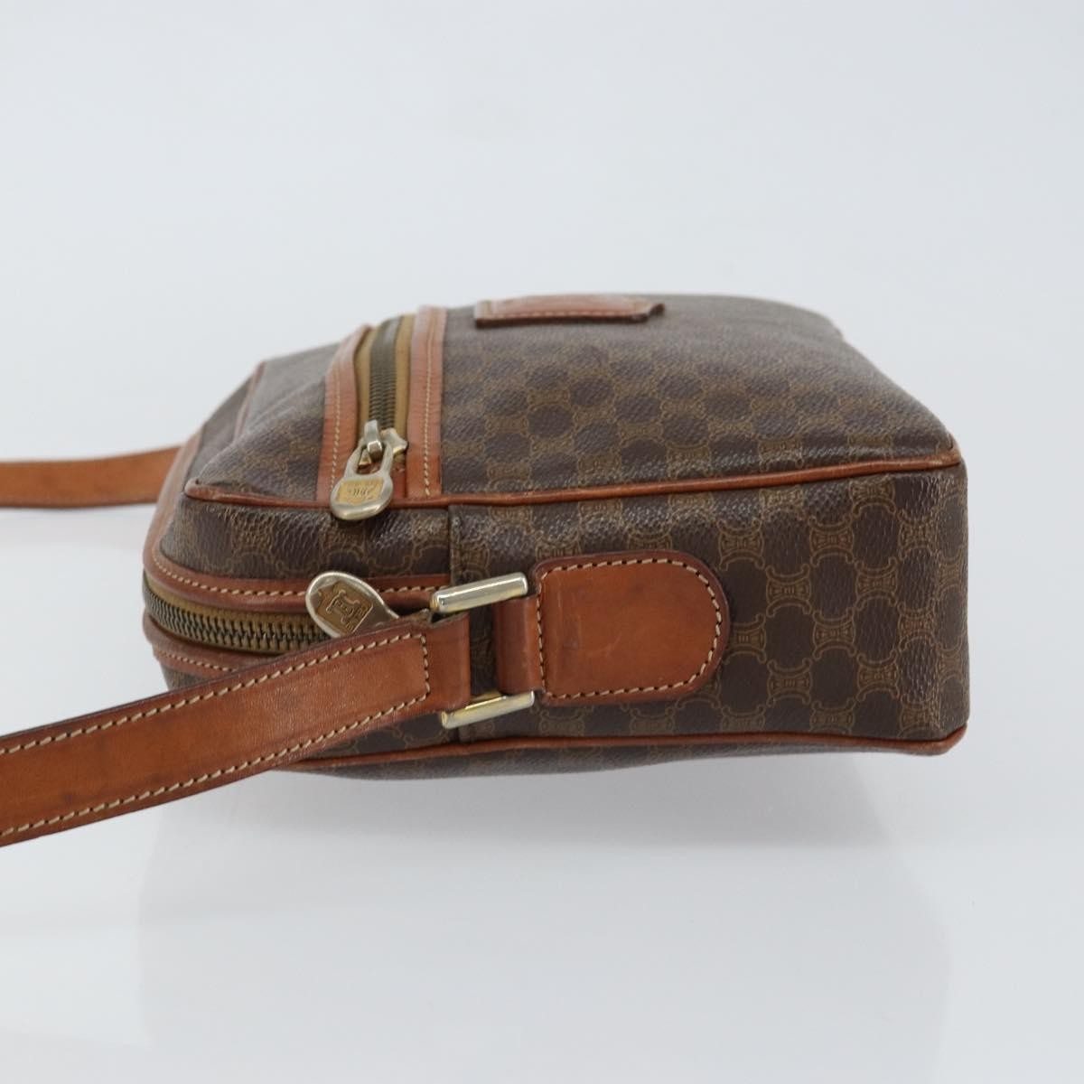 Celine Vintage Macadam Shoulder Bag Canvas And Leather Brown Canvas Shoulder Bag Bag