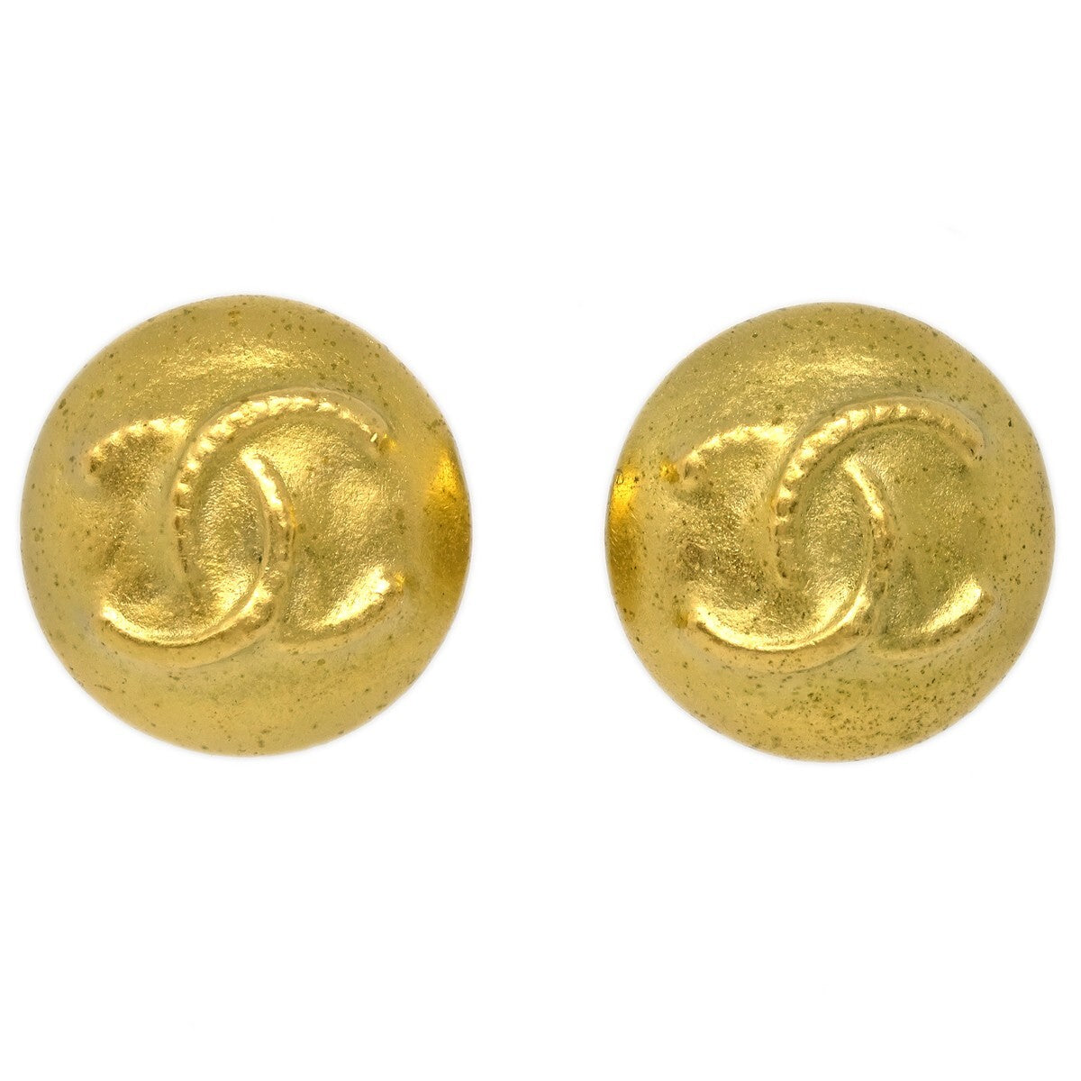 Chanel Vintage Cc Round Clip-On Earrings Metal Gold Gold_Plated Earrings Jewelry