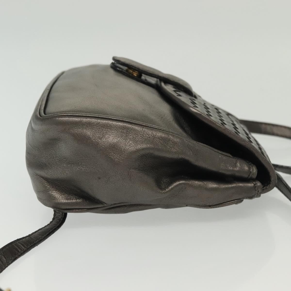 Bottega Veneta Intrecciato Backpack Patent Leather Metallic Leather Backpack Bag