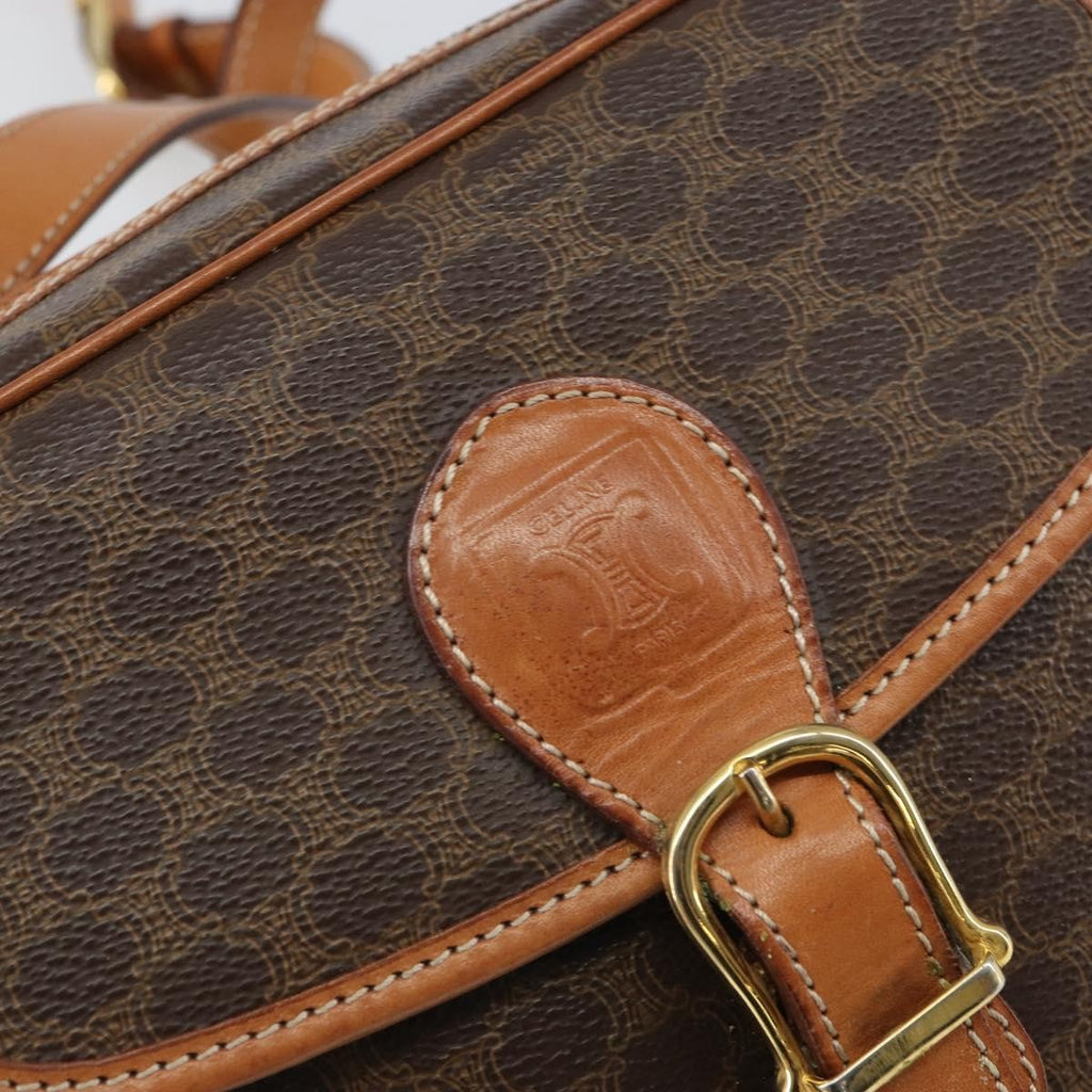 Celine Vintage Macadam Shoulder Bag Canvas And Leather Brown Canvas Shoulder Bag Bag