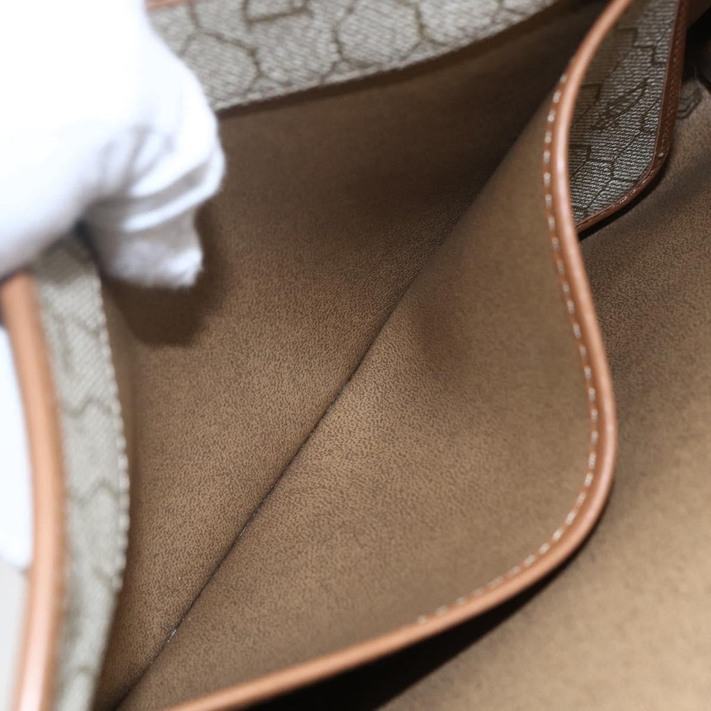 Christian Dior Vintage Honeycomb Chain Canvas Beige Canvas Shoulder Bag Bag (Pre-Owned)