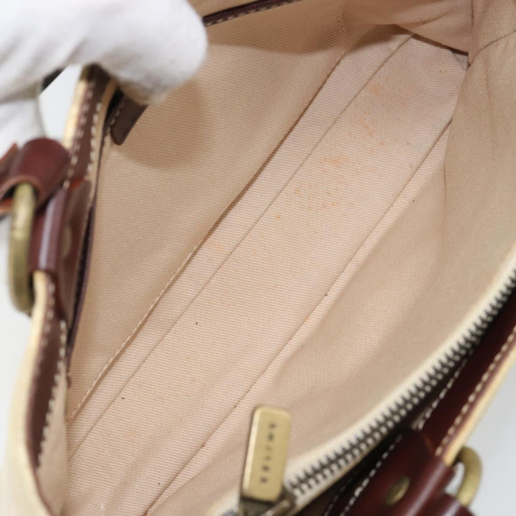 Celine Vintage Macadam Handbag Canvas And Leather Beige Canvas Handbag