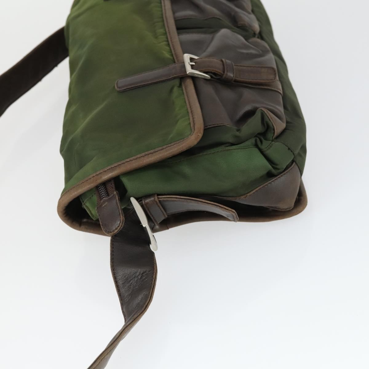 Prada Vintage Shoulder Bag Nylon And Leather Green Nylon Shoulder Bag Bag