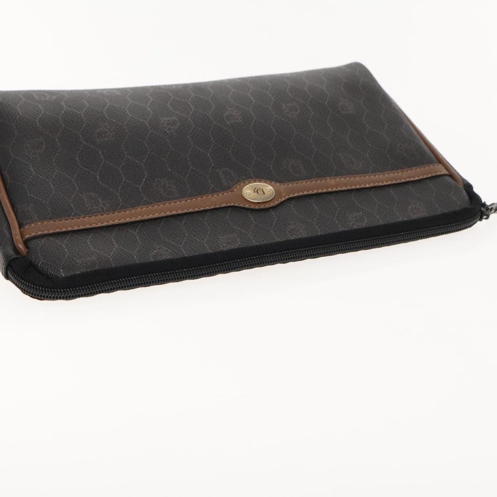 Christian Dior Vintage Honeycomb Zip Pouch Coated Canvas Black Canvas Clutche & Pouche Bag (Pre-Owned)