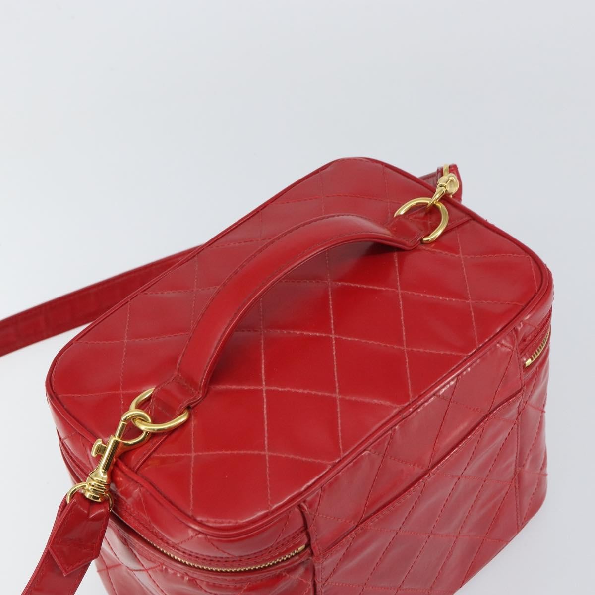 Chanel Vintage Vanity Case Patent Red Patent_Leather Handbag