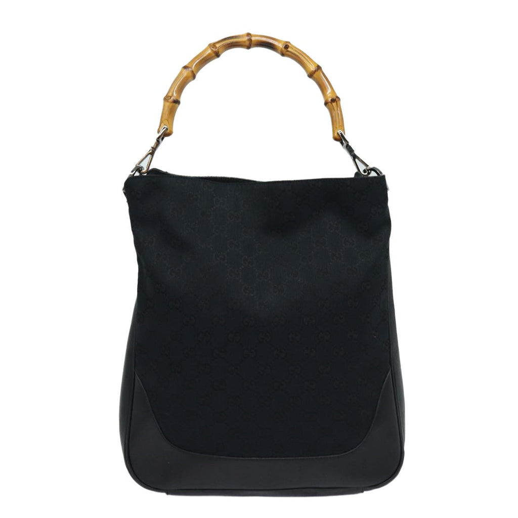 Gucci Bamboo Shoulder Bag Gg Canvas Black Canvas Shoulder Bag Bag (Pre-Owned)