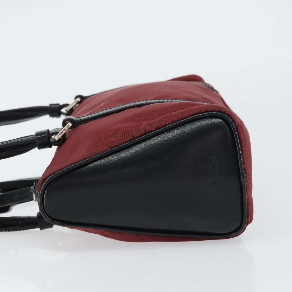 Prada Vintage Zip Handbag Tessuto Burgundy Nylon Handbag