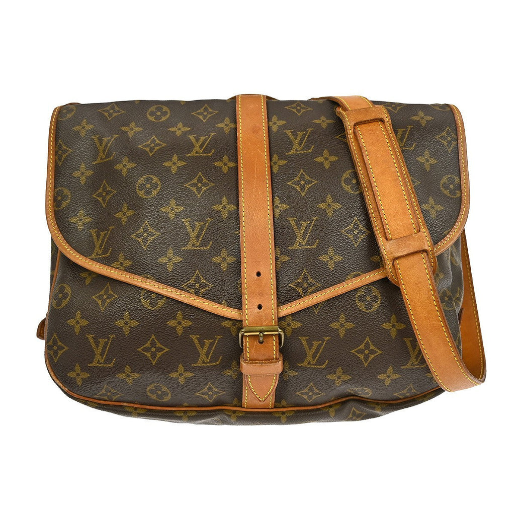 Louis Vuitton Saumur Handbag Monogram Canvas Brown Canvas Shoulder Bag