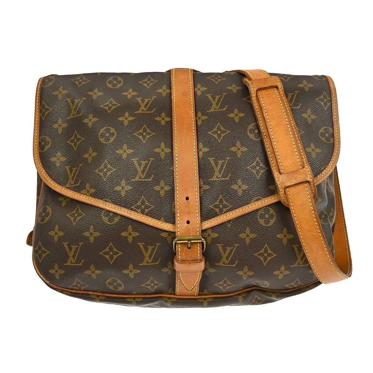 Louis Vuitton Saumur Handbag Monogram Canvas Brown Canvas Shoulder Bag
