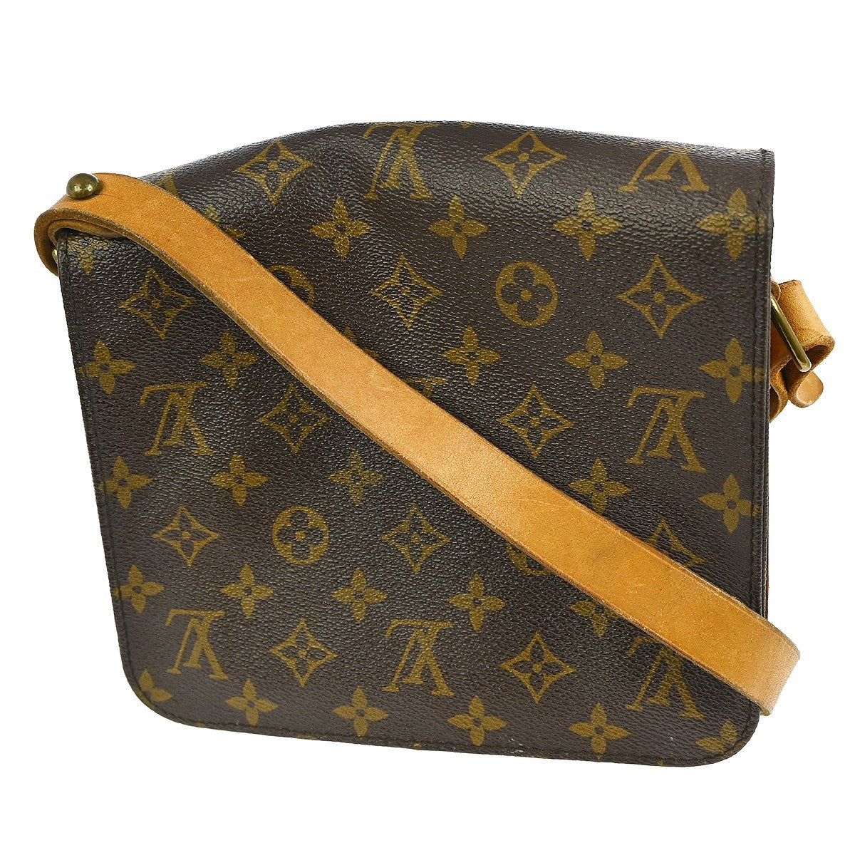 Louis Vuitton Cartouchiere Handbag Monogram Canvas Brown Canvas Shoulder Bag