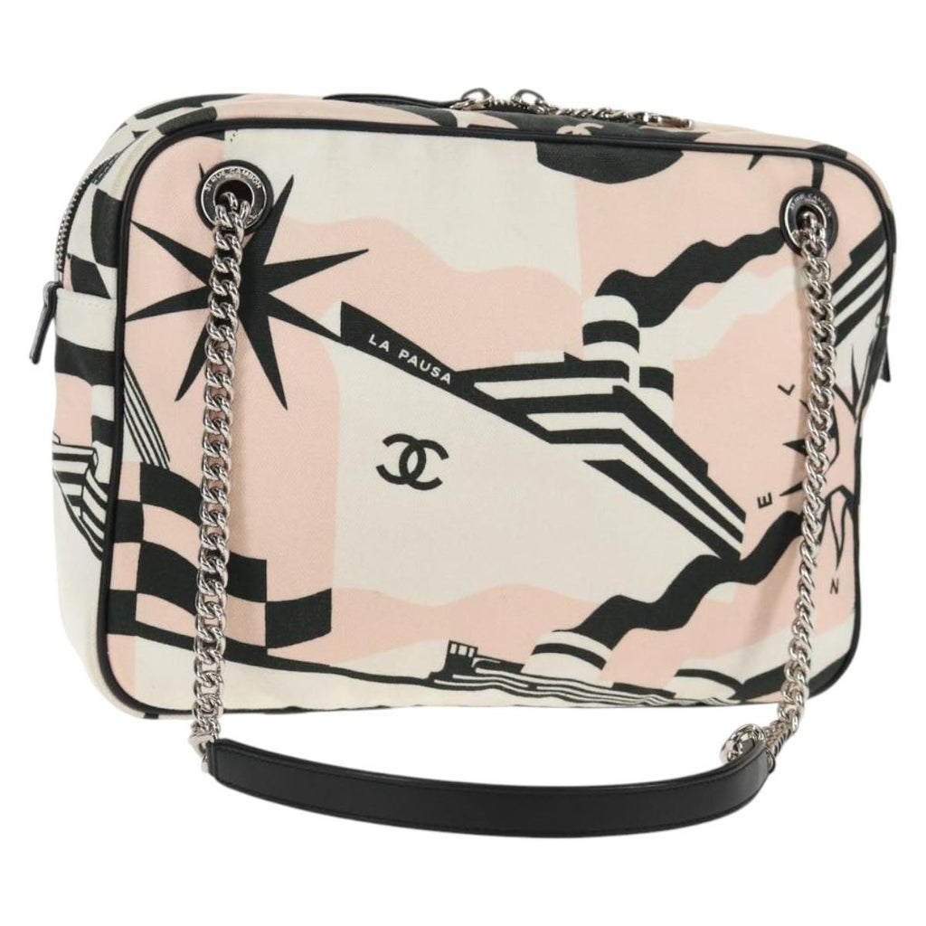 Chanel La Pausa Bay Camera Case Bag Printed Canvas Pink Canvas Bag