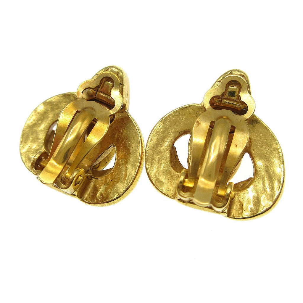 Chanel Vintage Cc Heart Clip-On Earrings Metal Gold Gold_Plated Earrings Jewelry