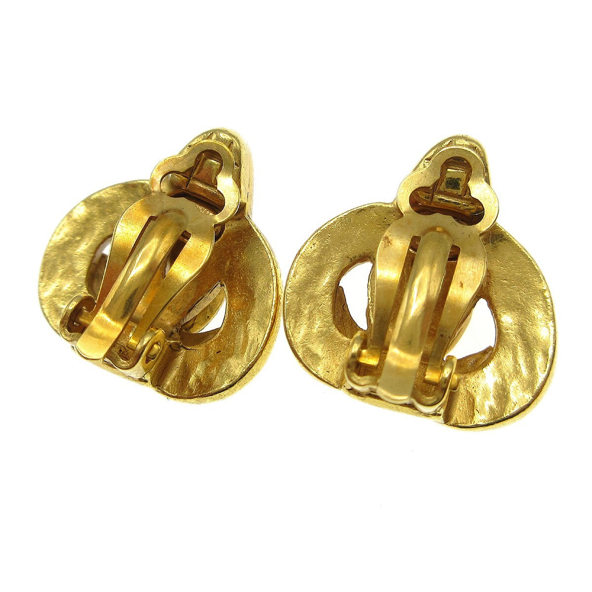 Chanel Vintage Cc Heart Clip-On Earrings Metal Gold Gold_Plated Earrings Jewelry