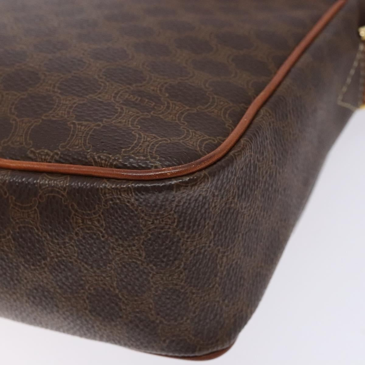 Celine Macadam Shoulder Bag Pvc Leather Brown Canvas Bag