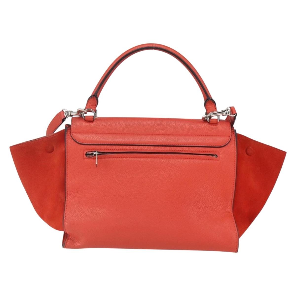 Celine Trapeze Bag Leather Red Leather Handbag