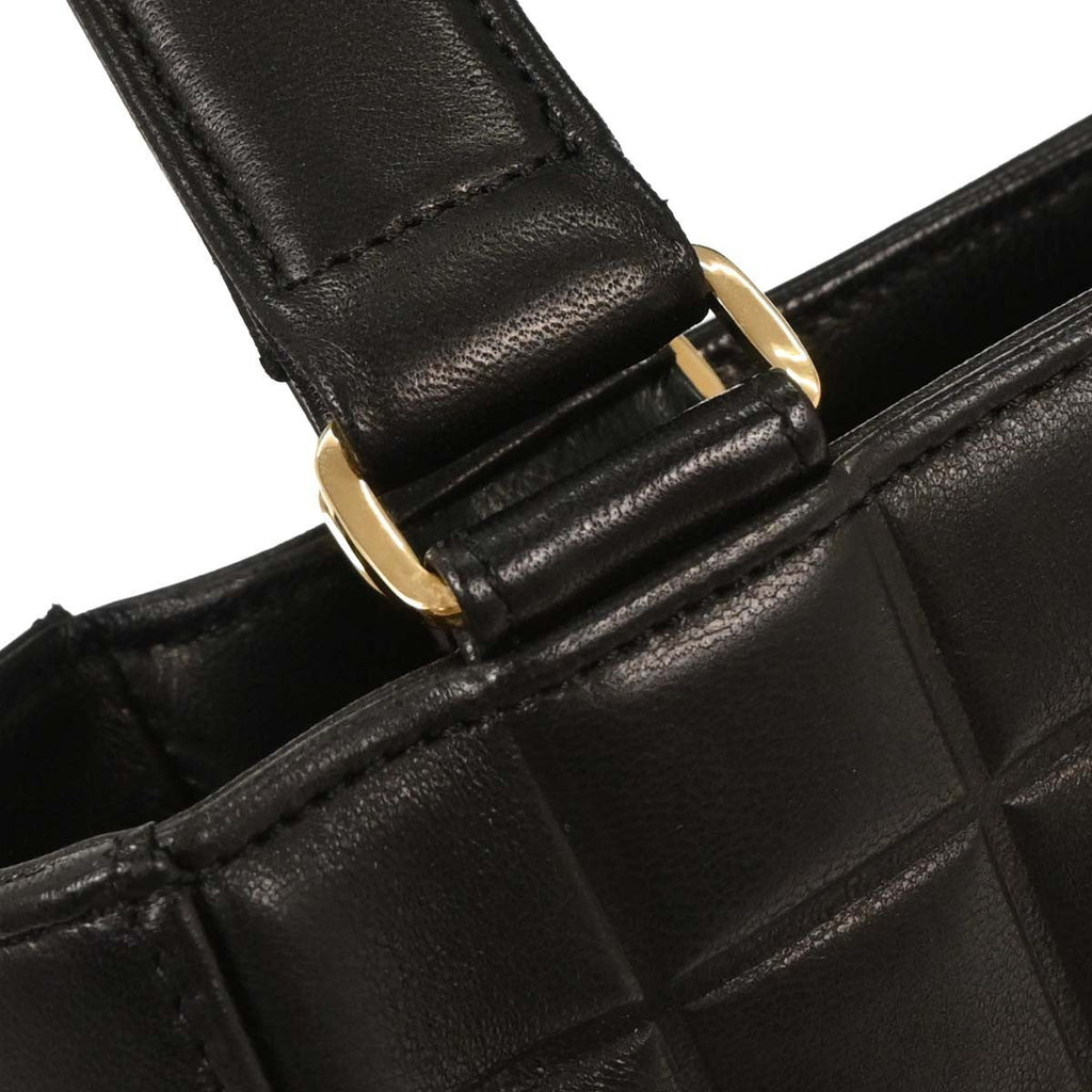 Chanel Chocolate Bar Cc Tote Quilted Leather Black Leather Tote Bag Bag