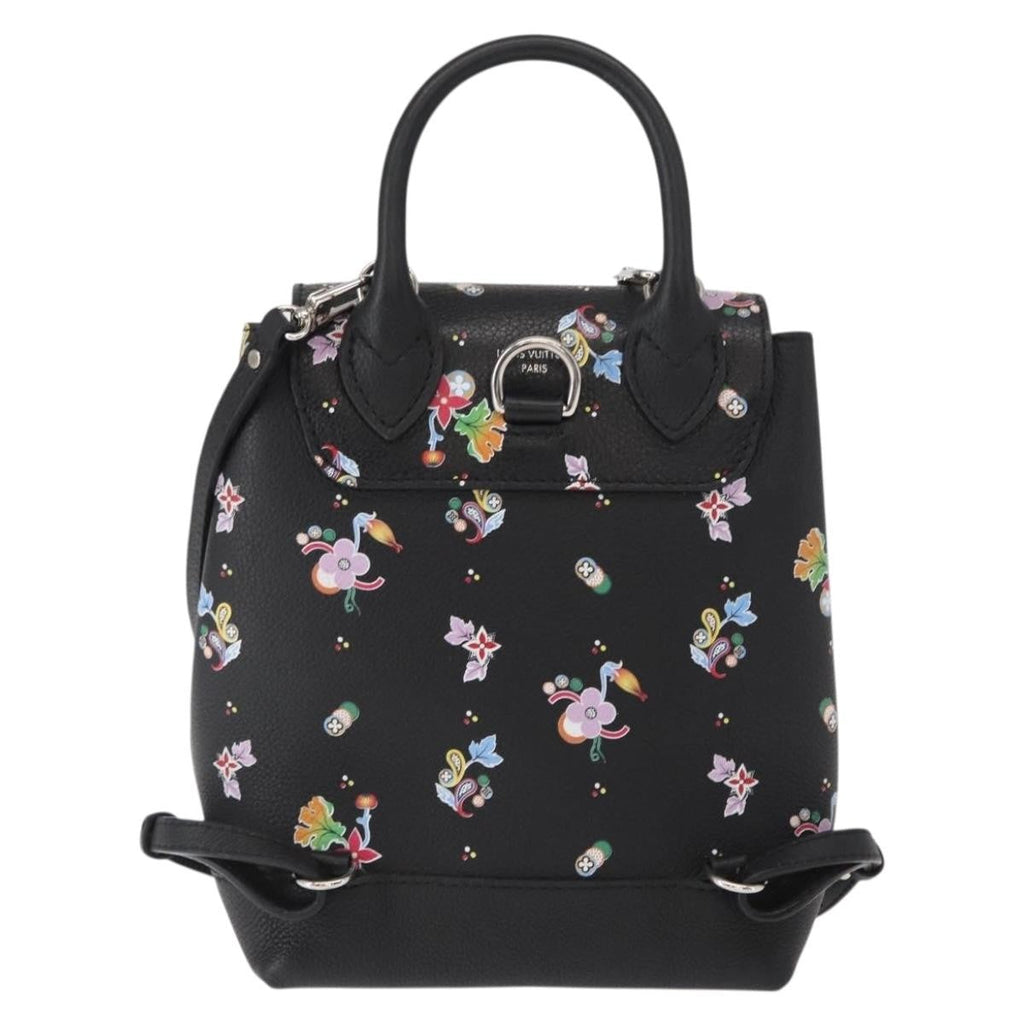Louis Vuitton Lockme Backpack Floral Printed Leather Black Leather Backpack Bag