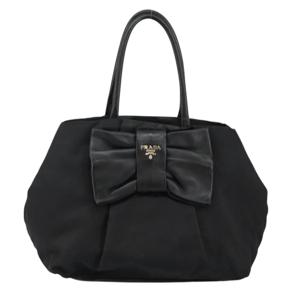 Prada Bow Tote Tessuto With Leather Black Nylon Tote Bag Bag