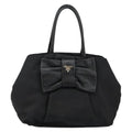 Prada Bow Tote Tessuto With Leather Black Nylon Tote Bag Bag