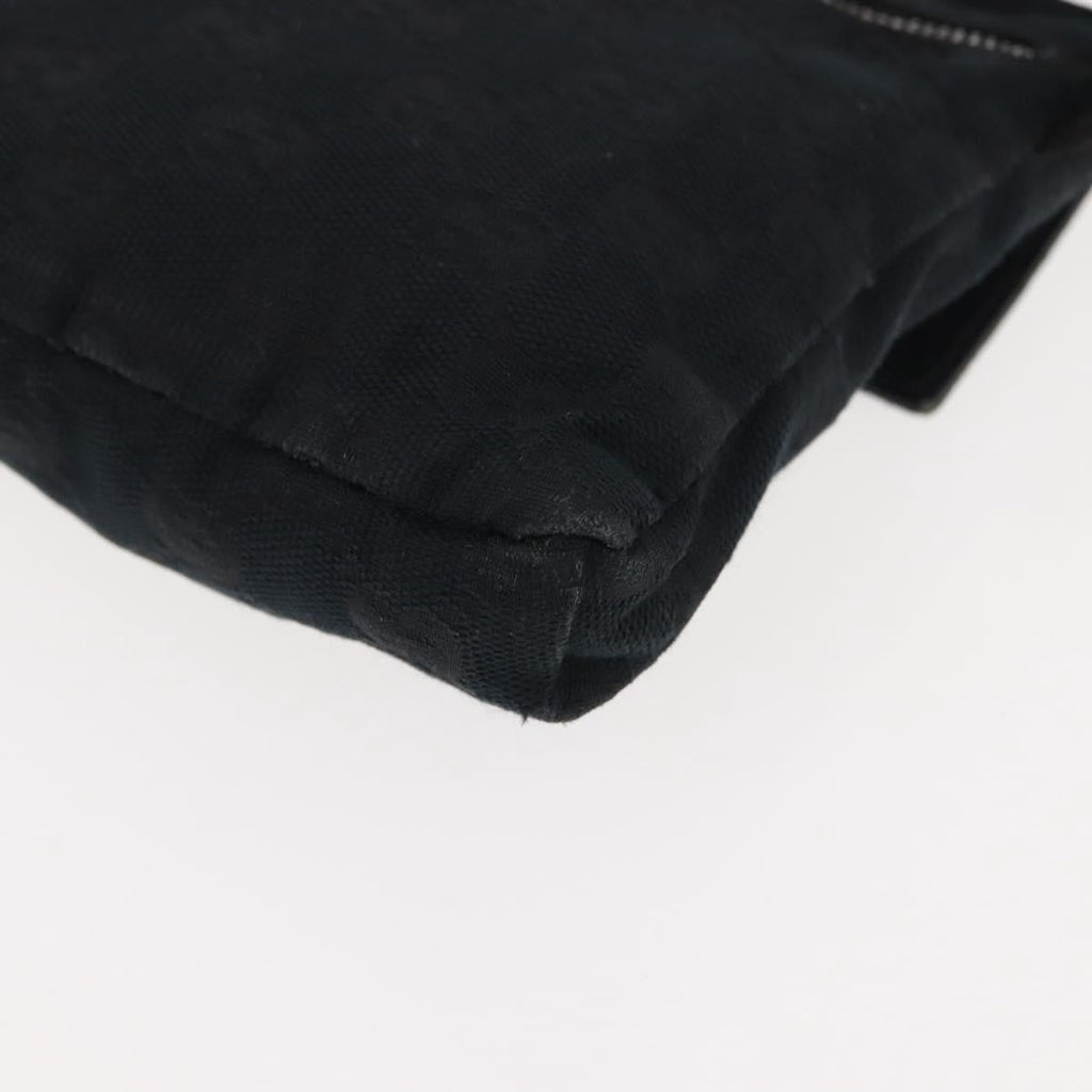 Gucci Vintage Double Belt Bag Gg Canvas With Leather Black Canvas Shoulder Bag Bag (Pre-Owned)