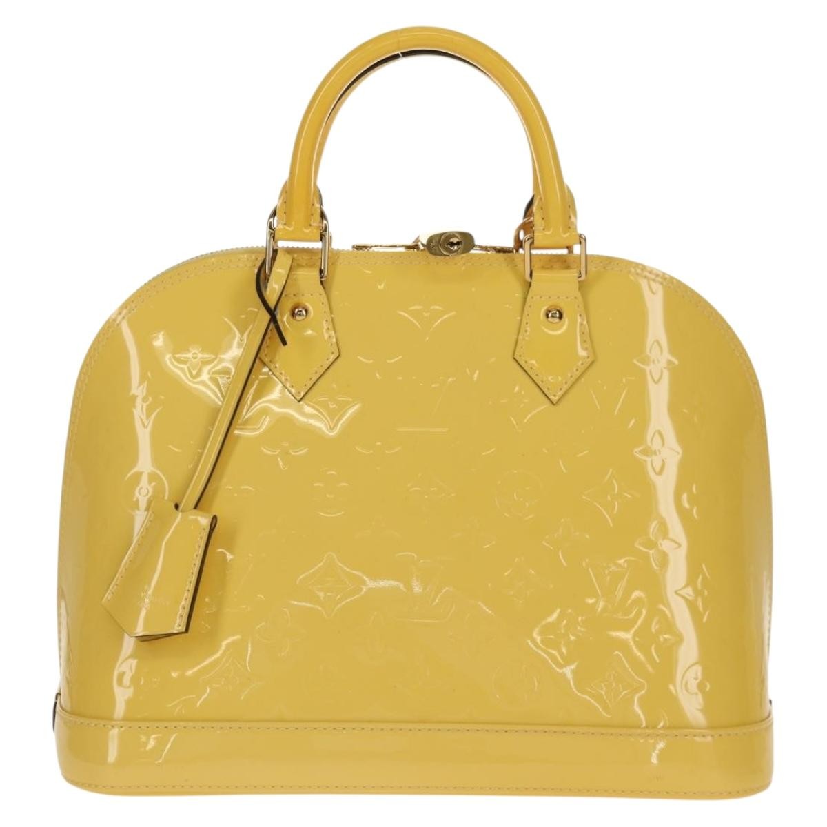 Louis Vuitton Alma Handbag Monogram Vernis Yellow Patent_Leather Handbag