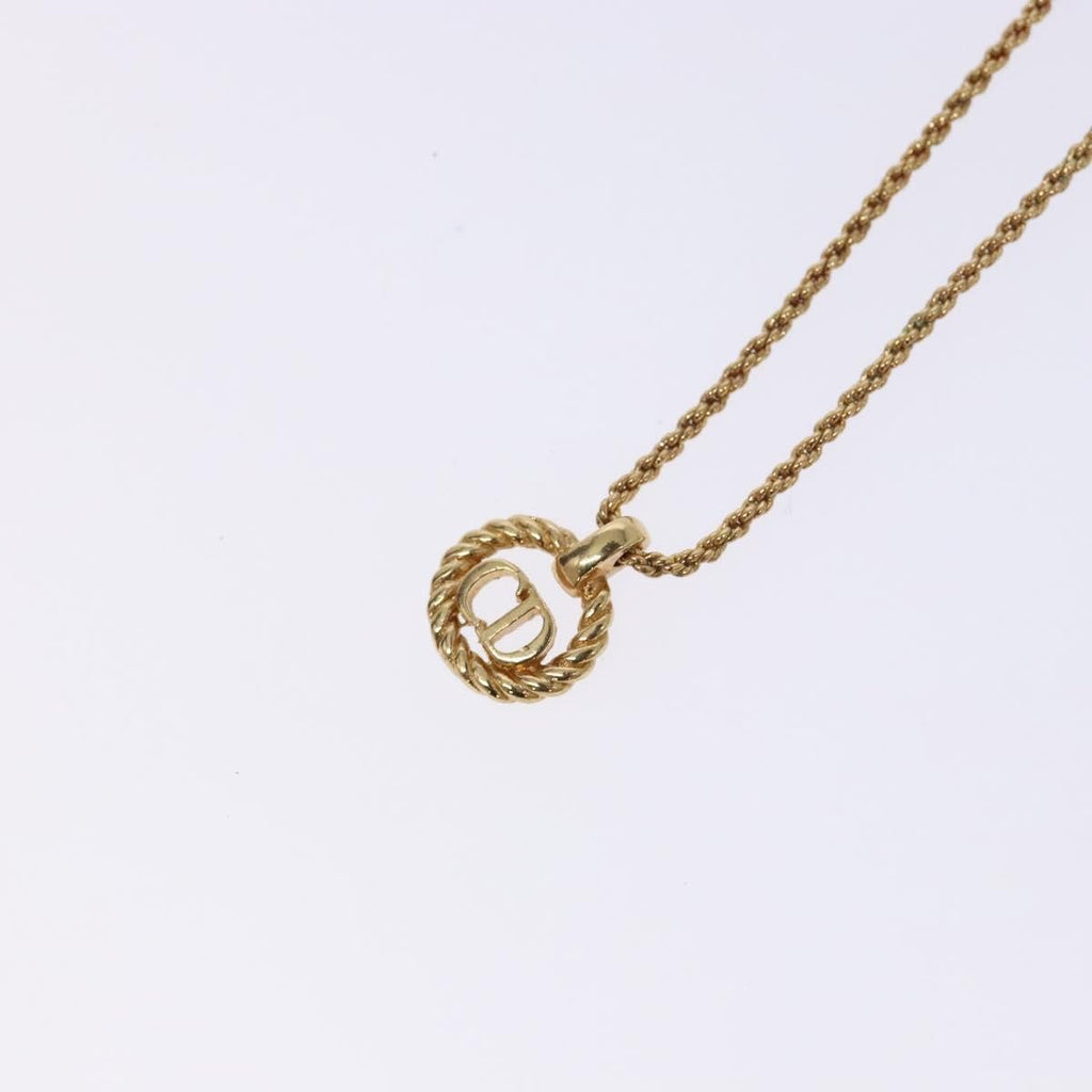 Christian Dior Cd Round Pendant Necklace Metal Gold Metal Jewelry (Pre-Owned)