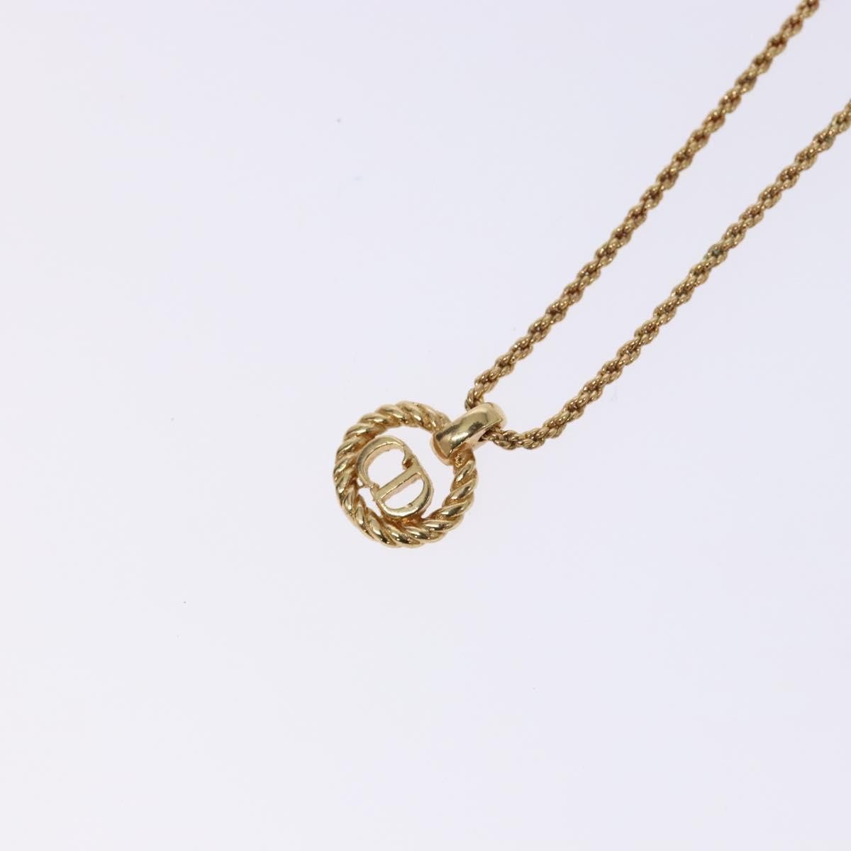 Christian Dior Cd Round Pendant Necklace Metal Gold Metal Jewelry (Pre-Owned)