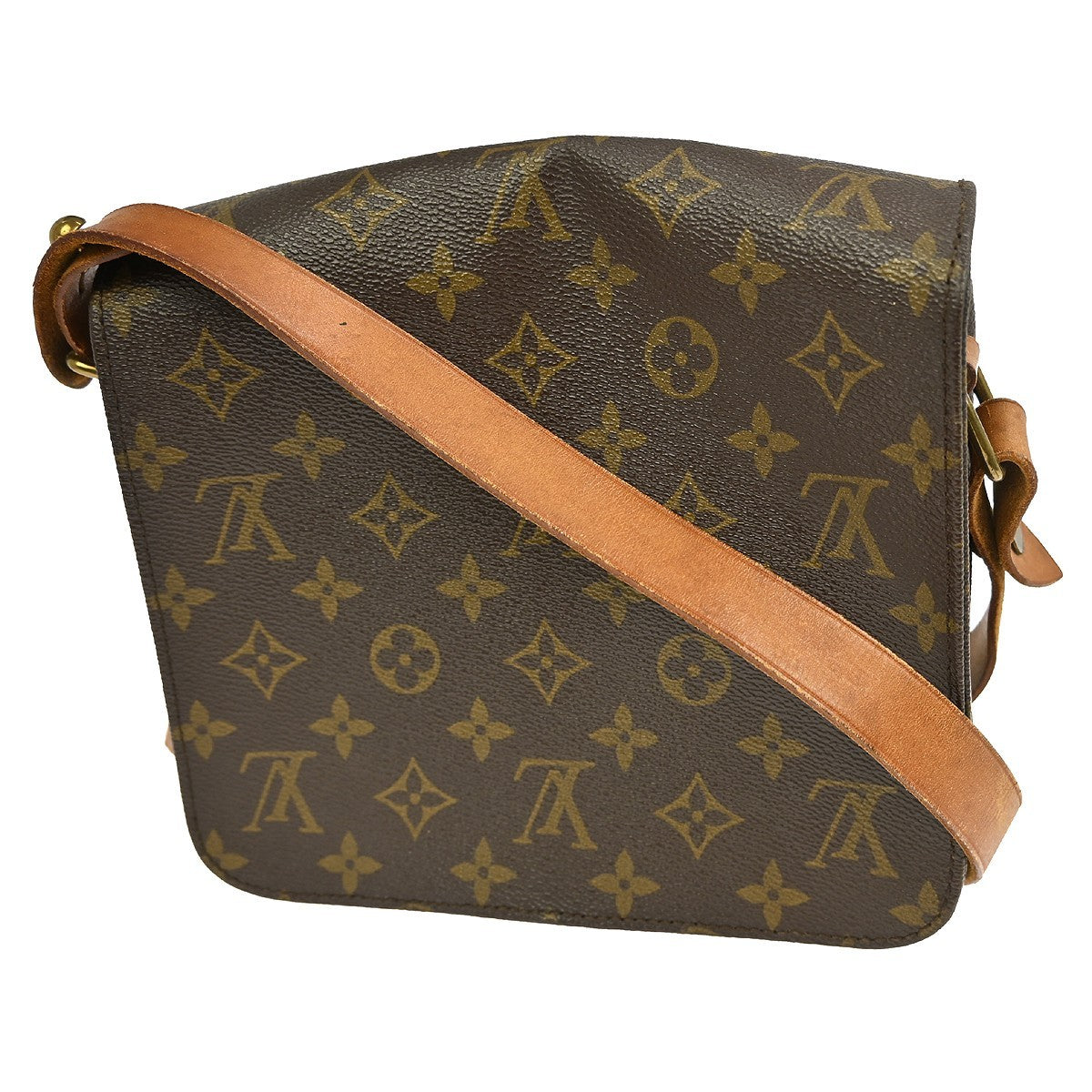 Louis Vuitton Cartouchiere Handbag Monogram Canvas Brown Canvas Shoulder Bag
