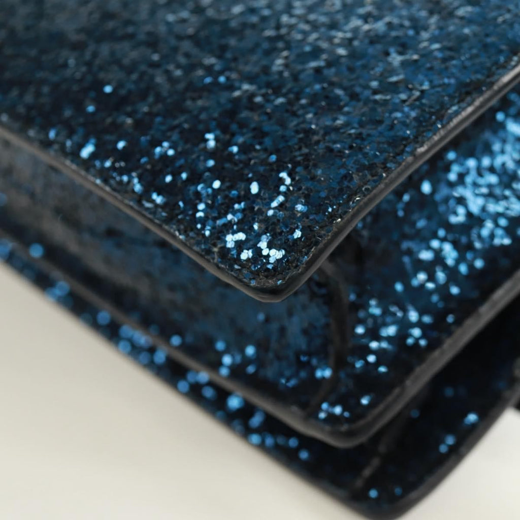 Saint Laurent Sunset Satchel Glitter Blue Leather Shoulder Bag Bag (Pre-Owned)