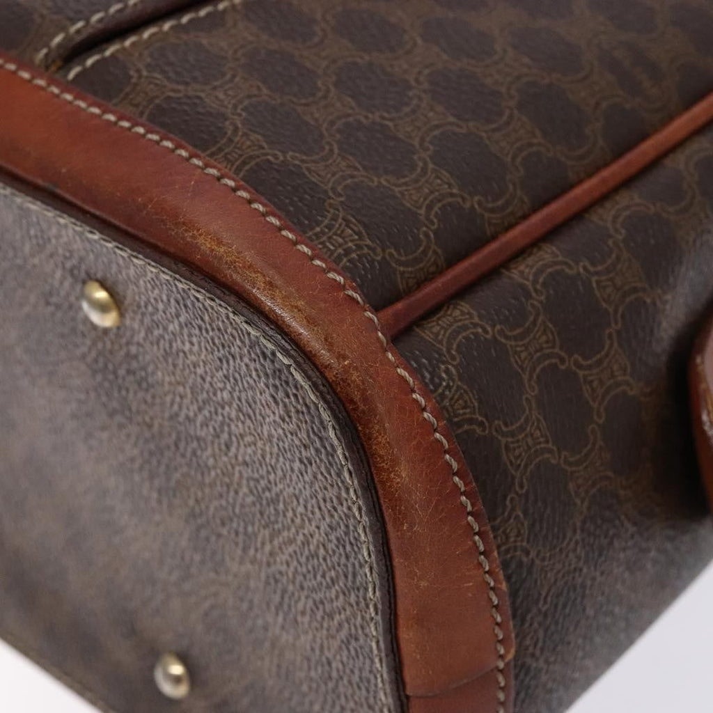 Celine Macadam Handbag Macadam With Leather Brown Canvas Handbag