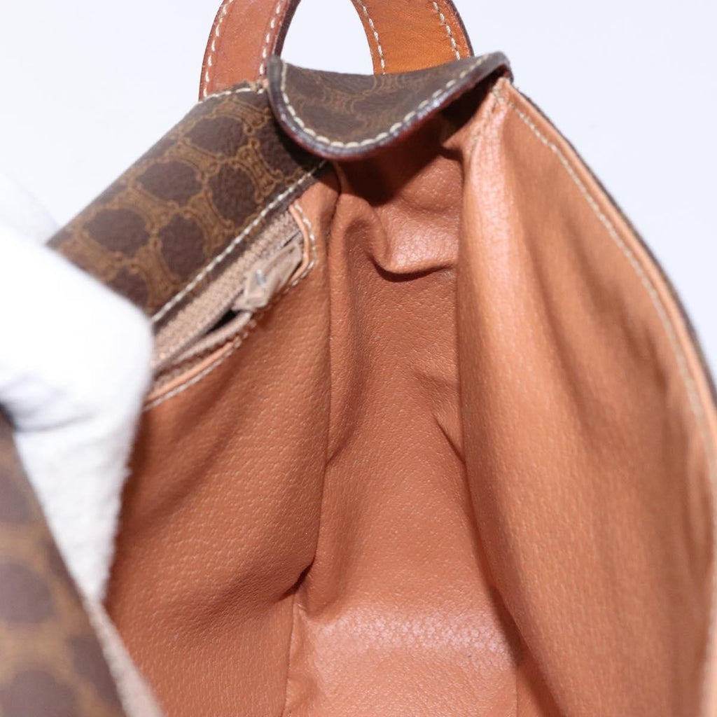 Celine Macadam Shoulder Bag Pvc Leather Brown Canvas Bag