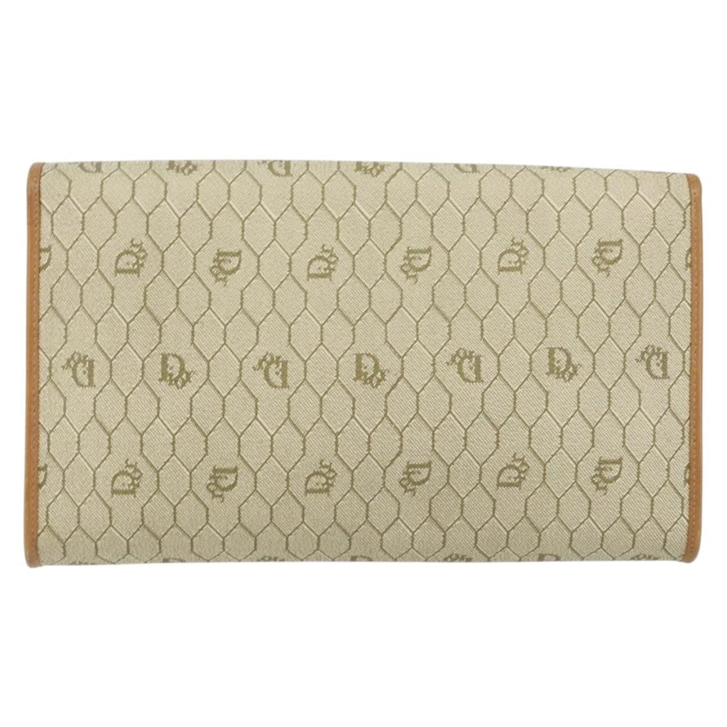 Christian Dior Vintage Honeycomb Chain Canvas Beige Canvas Shoulder Bag Bag (Pre-Owned)