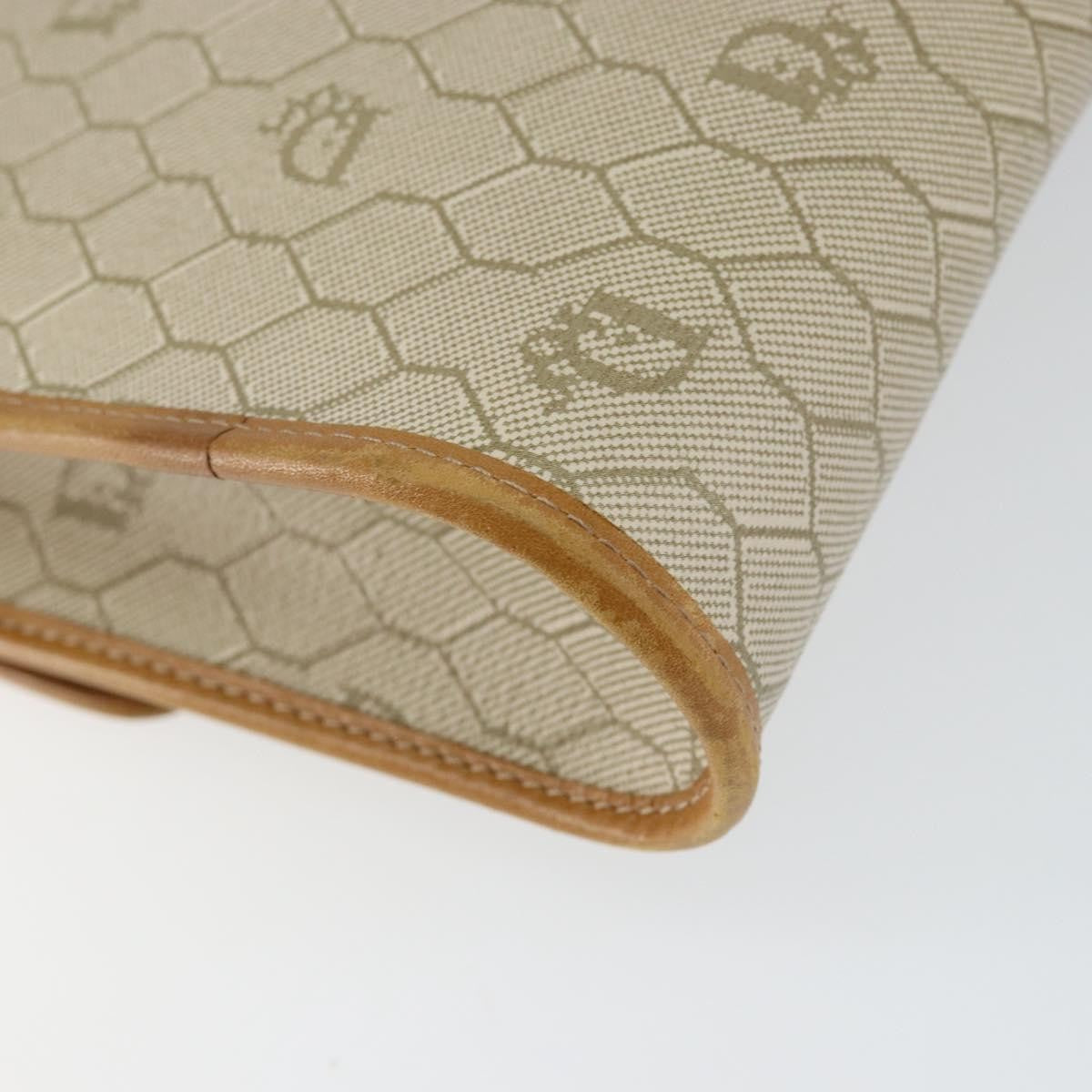 Christian Dior Vintage Honeycomb Flap Crossbody Bag Canvas And Leather Beige Canvas Shoulder Bag Bag (Pre-Owned)