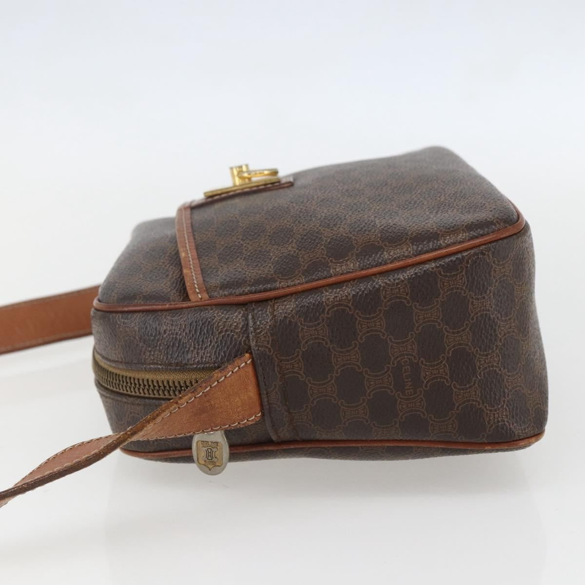 Celine Vintage Macadam Shoulder Bag Canvas And Leather Brown Canvas Shoulder Bag Bag