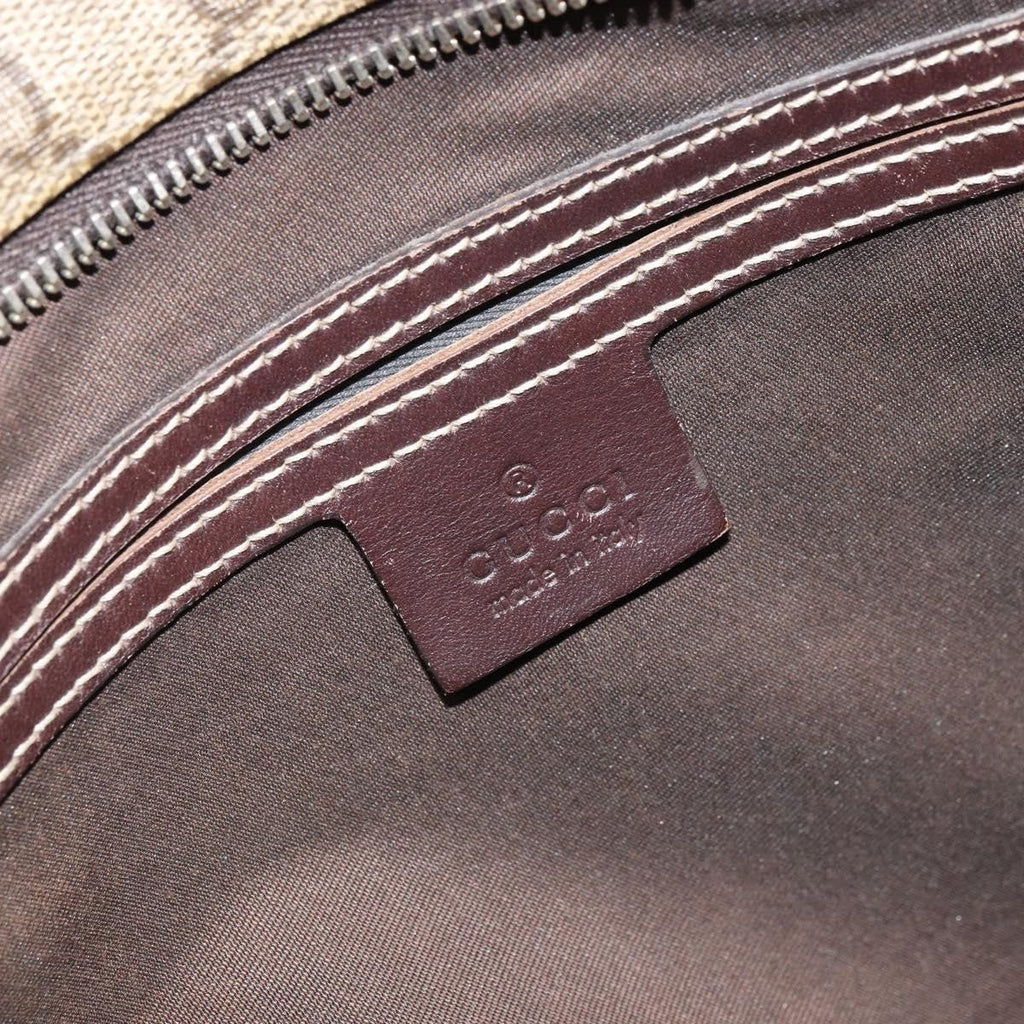 Gucci Zip Top Messenger Bag Gg Coated Canvas Beige Pvc Shoulder Bag Bag (Pre-Owned)