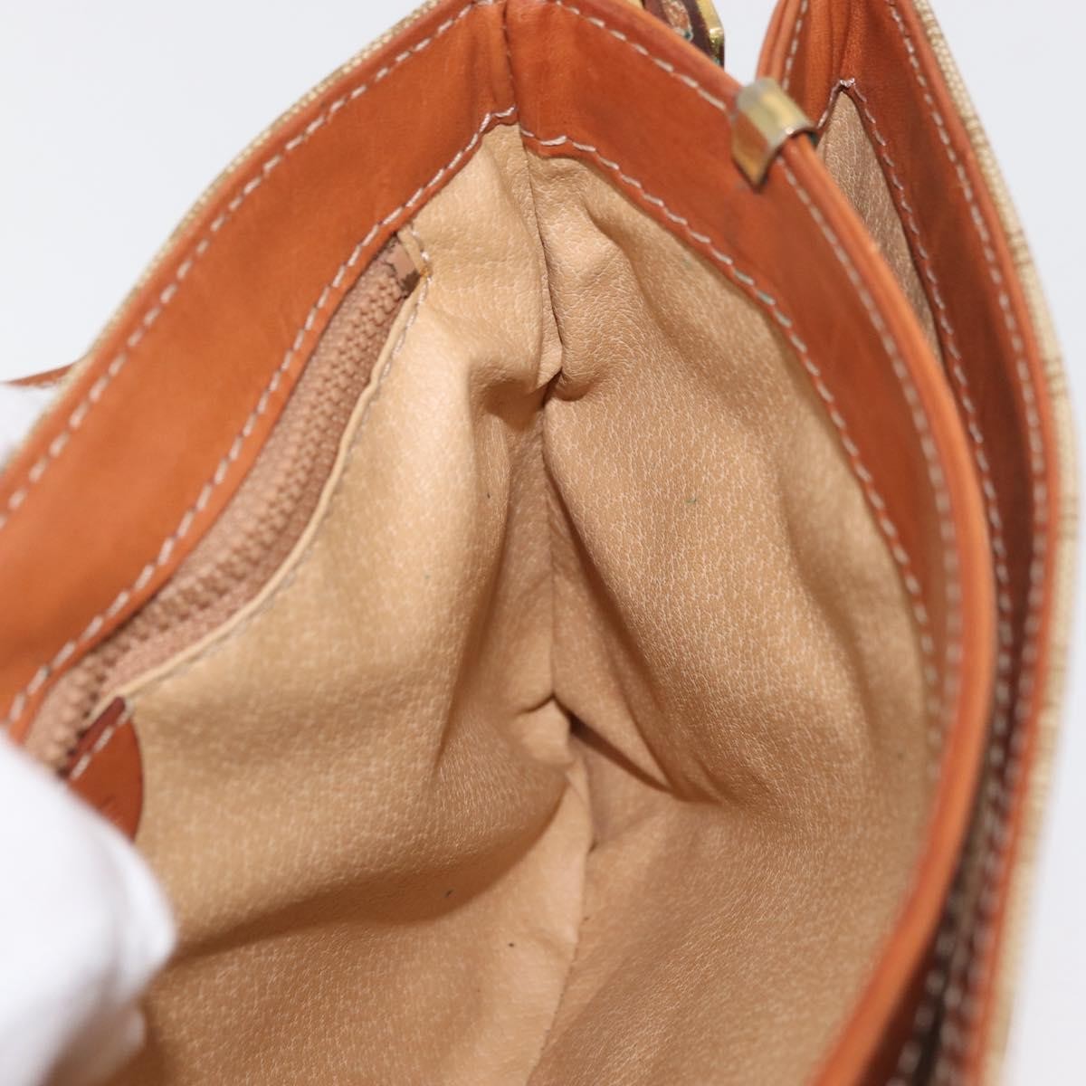 Celine Vintage Macadam Shoulder Bag Canvas And Leather Beige Canvas Shoulder Bag Bag