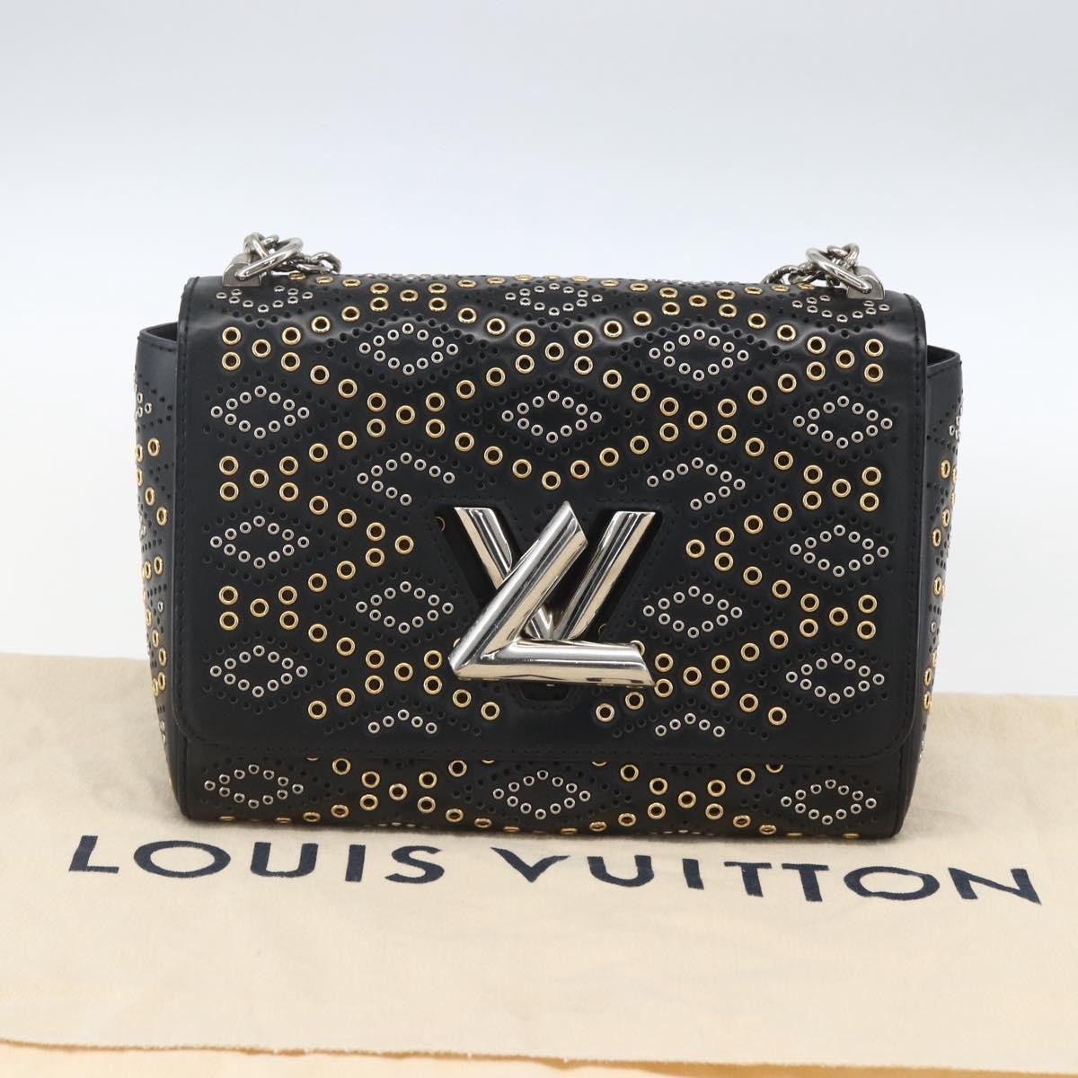 Louis Vuitton Twist Handbag Limited Edition Grommet Embellished Leather Black Leather Shoulder Bag