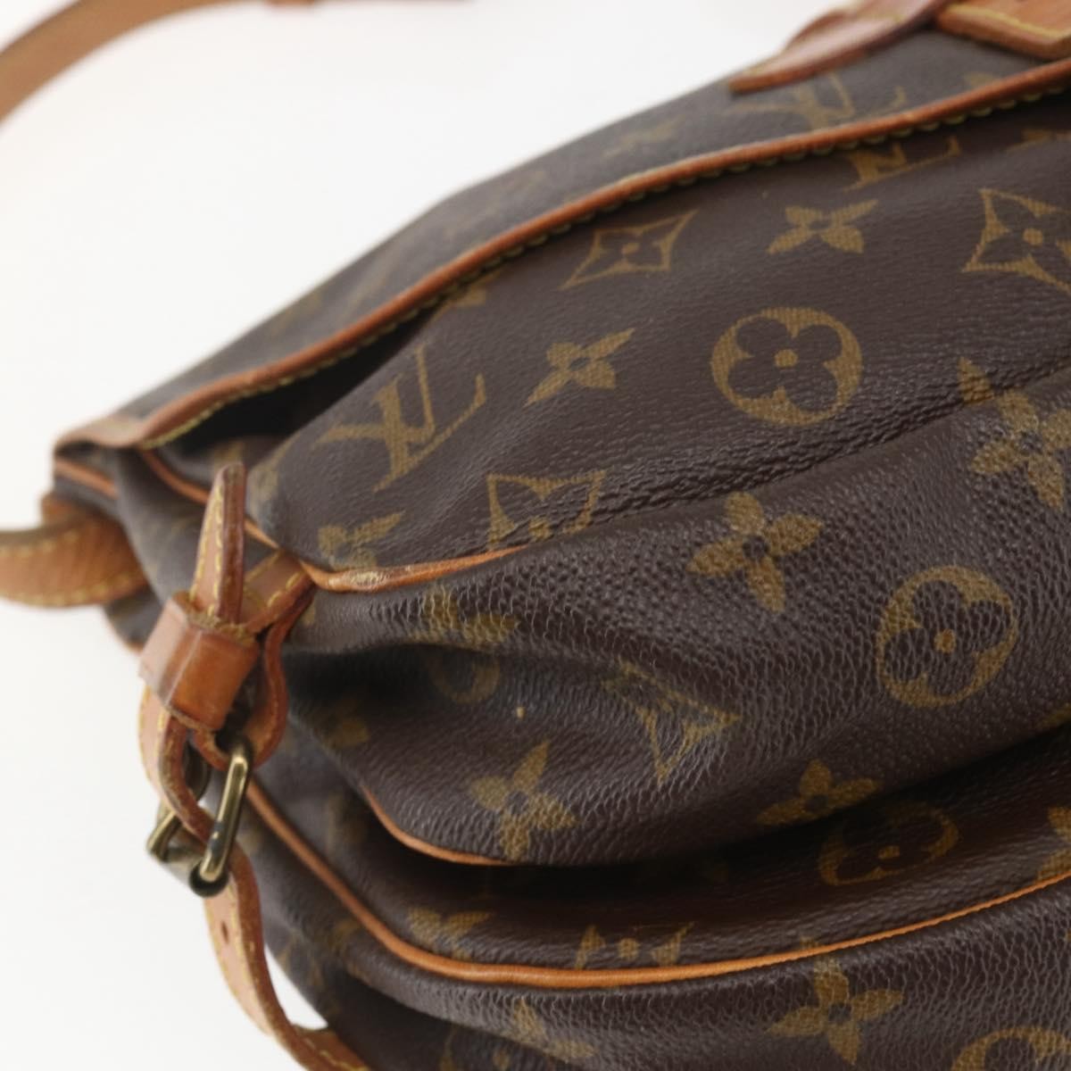 Louis Vuitton Saumur Handbag Monogram Canvas Brown Canvas Shoulder Bag