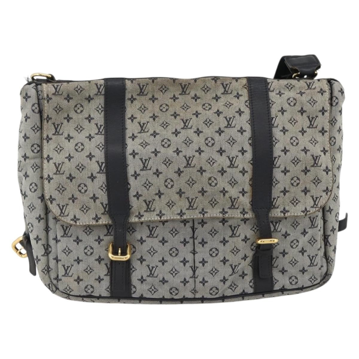 Louis Vuitton Sac Maman Handbag Mini Lin Blue Canvas Shoulder Bag