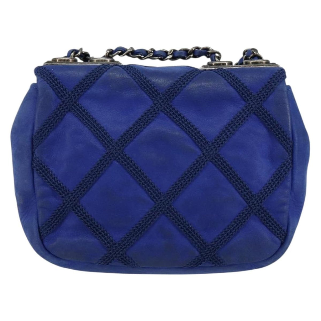 Chanel Diamond Stitch Chain Flap Bag Quilted Iridescent Calfskin Blue Leather Shoulder Bag Bag