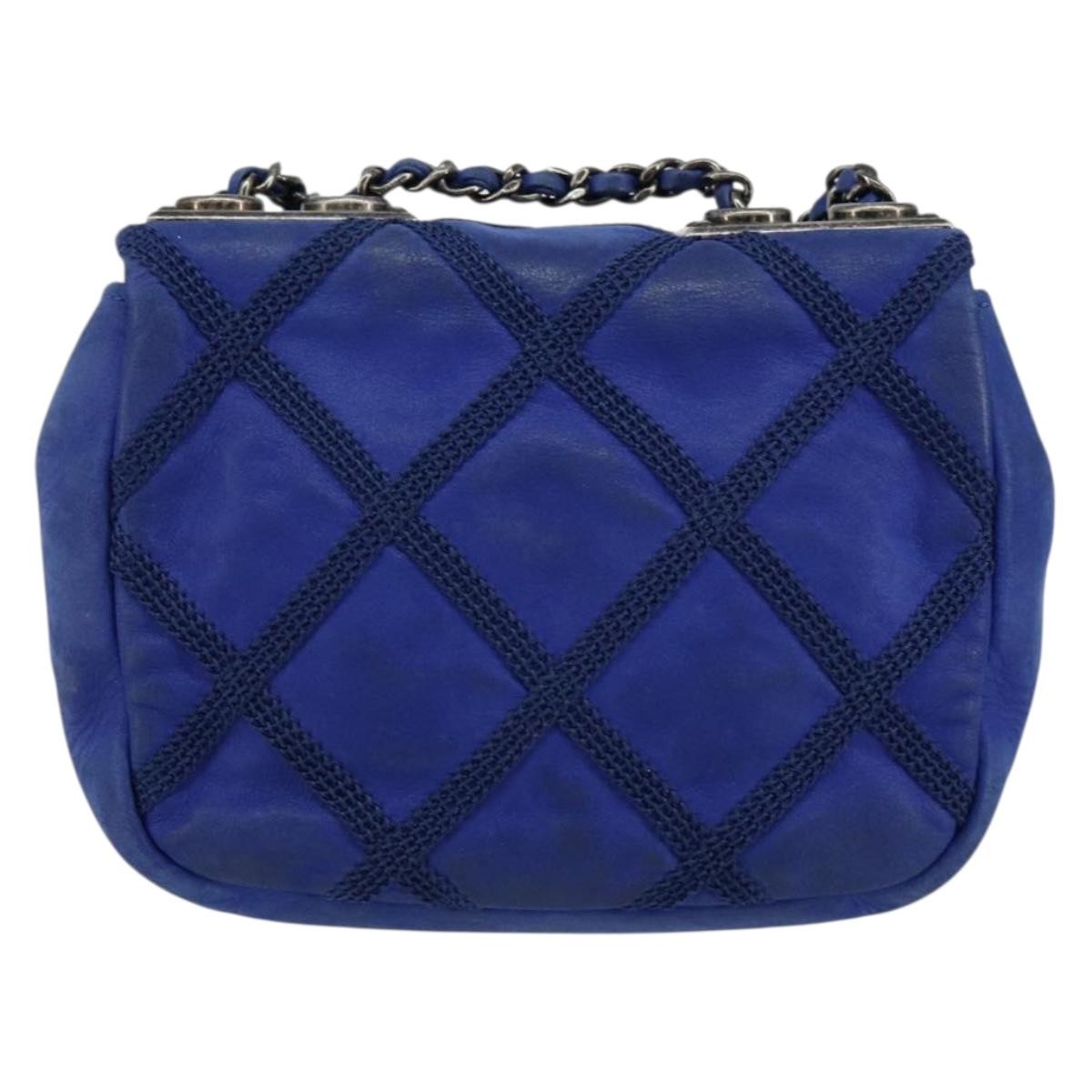 Chanel Diamond Stitch Chain Flap Bag Quilted Iridescent Calfskin Blue Leather Shoulder Bag Bag